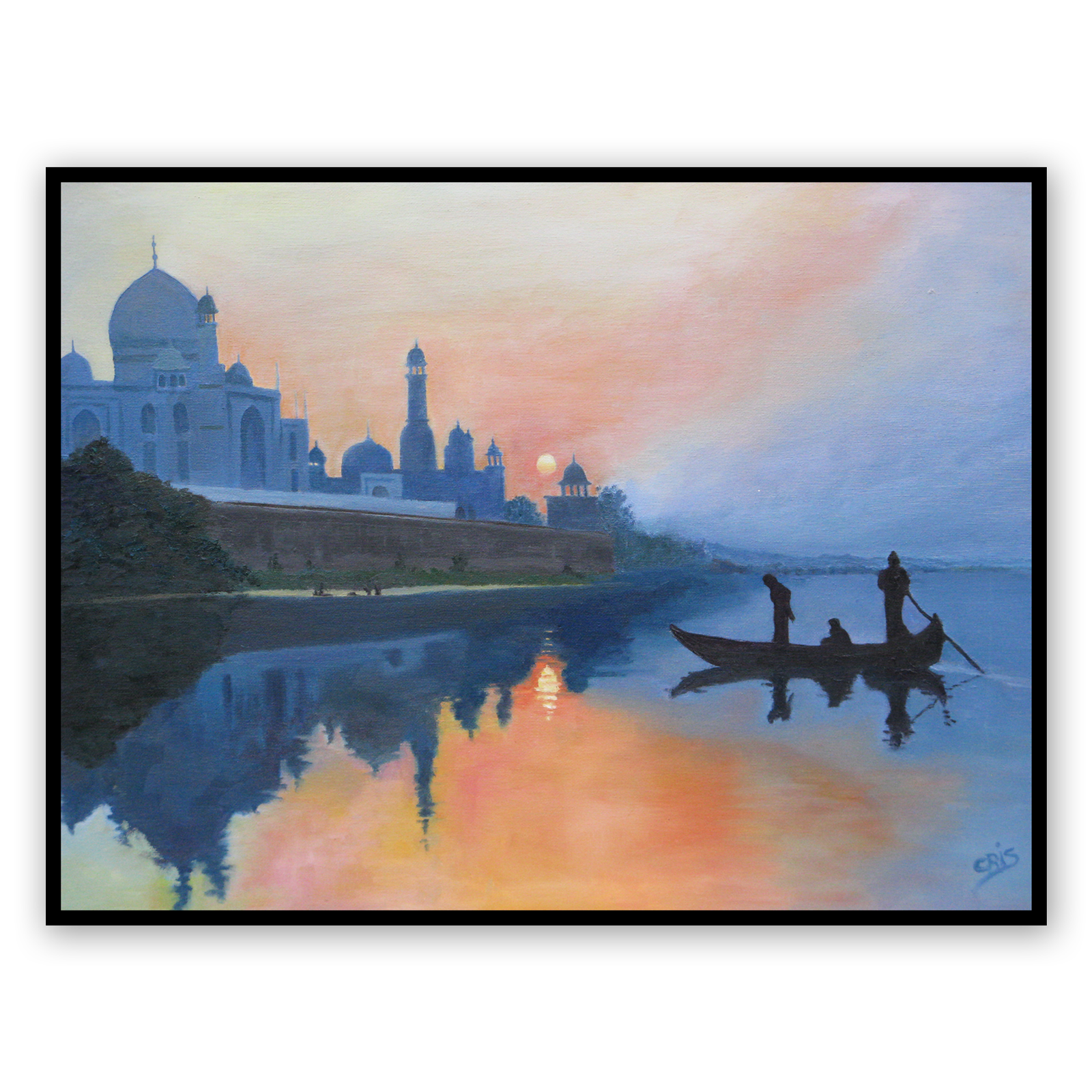 Taj at Dawn. Framed Canvas Art Print