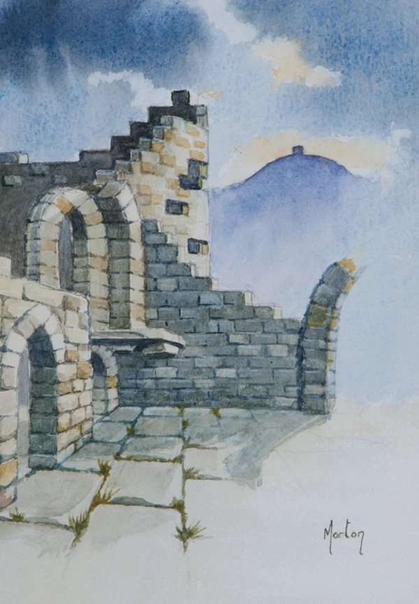 'Rivington Pike and Castle'. Morton Murray. Button.