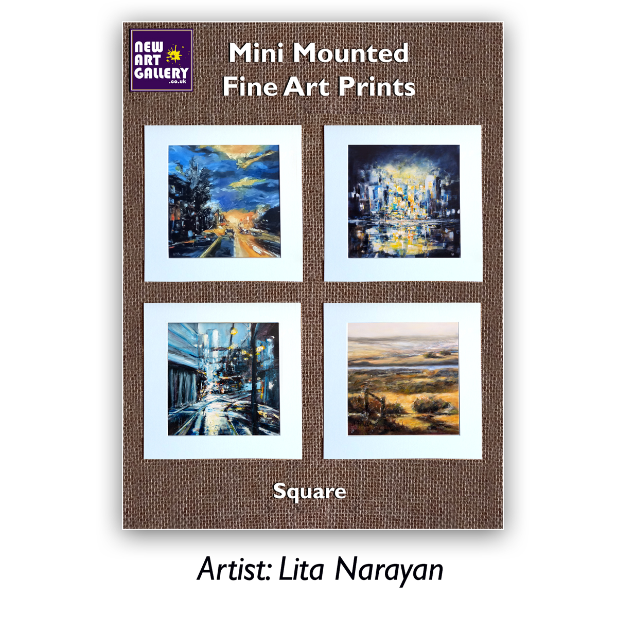 4 Mini mounted fine art prints by Lita Narayan