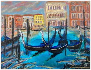 'Gondolas Resting at Dusk', Minu Achrekar.